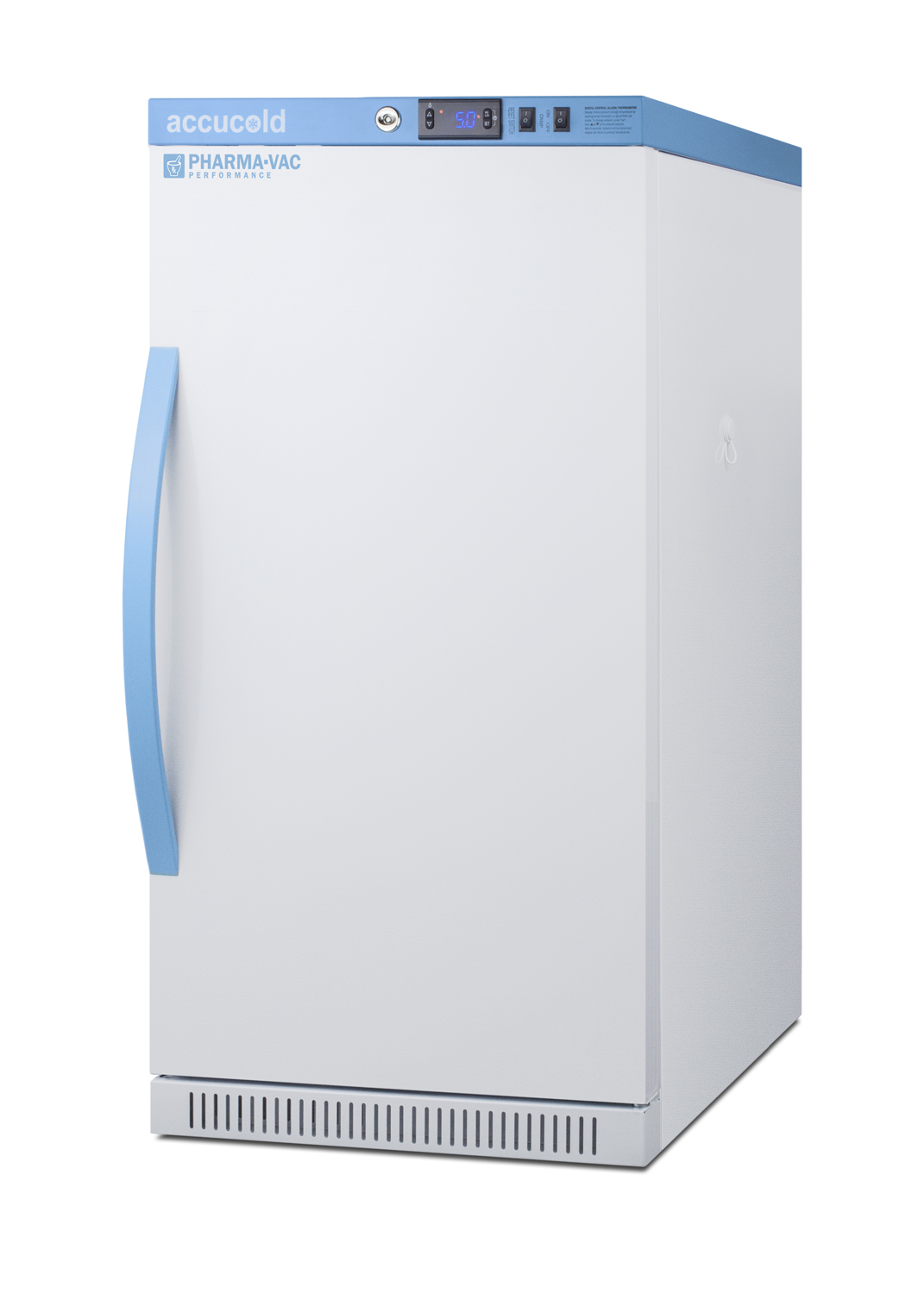 Performance series Pharma-Vac 2.83 cu.ft. ADA height solid door commercial all-refrigerator for the display and refrigeration of vaccines; designed for recessed or freestanding installation